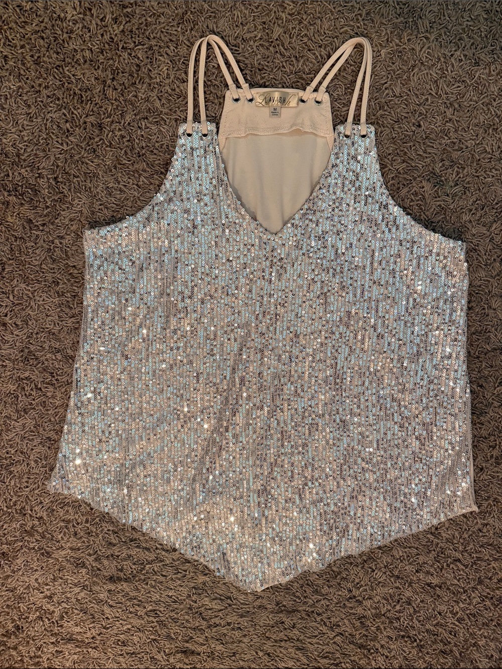 Lavish Silver Sequin V-Neck Camisole